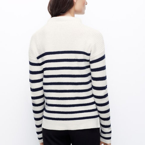 Ann Taylor XL Striped Funnel Neck Cashmere Sweater - Picture 3 of 6